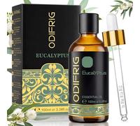 ODIFRIG Aceite esencial de eucalipto, 100 ml, 100% natural, Aceite esencial de eucalipto para aromaterapia, masaje, SPA, baño, DIY, difusor, sauna & aceite perfumado, uso externo con pipeta
