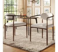 odikalo 2 sillas de comedor, de tocador, para cama, tejido de lino de alta calidad, diseño ergonómico, reposapiés ajustable, 57 x 60 x 81 cm, beige