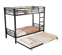 odikalo litera 90 x 200 cm, cama nido 90 x 190 cm, camas para niños con escalera y barrera de seguridad, sin colchón, color negro