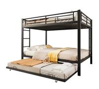 odikalo Litera de 140 x 200 cm y cama Gigogne 90 x 190 cm, camas para niños con escalera y barrera de seguridad, sin colchón, negro