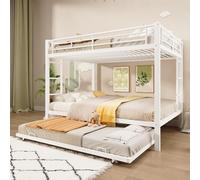 odikalo Literas 3 Camas, de 140 x 200 cm y Cama Gigogne 90 x 190 cm, Camas para niños con Escalera y Barrera de Seguridad, sin colchón, Color Blanco