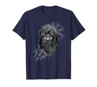Odin Design Vegvisir con Hugin y Munin Viking Camiseta, Hombre, Azul Marino, L