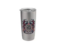Odin Huginn Muninn Ravens Rojo Blanco Azul Vegvisir Norse Art Vaso térmico de acero inoxidable de doble pared