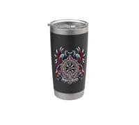 Odin Huginn Muninn Ravens Rojo Blanco Azul Vegvisir Norse Art Vaso térmico de acero inoxidable de doble pared
