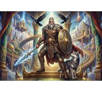 Odín - Mitología Nórdica Puzzle De Madera 1000 Piezas Adultos Y Niños,Regalo Ideal,Rompecabezas,Desafío,Deco Pared,14 Años+,Anti-estrés,Relax,Reto,Madera,Educativo (75x50cm)