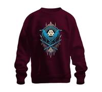 Odin Raben Hugin Munin Valknut Sudadera Runas Suéter, granate, S