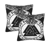 Odín Vikingo Mitología Nórdica Cuervo Negro Juego De 2 Fundas Cojines Suave Fundas De Cojín para Sofá Elegantes Funda De Almohada para Sala De Estar Patio Coche 45X45Cm