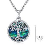 Odinstone Colgante Urna 925 Plata Collar Cenizas Arbol de La Vida Medalla Joyas Funerarias Regalo Conmemorativas Perro Humanas Hombre Mujer