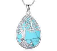 Odinstone Collar Árbol de la Vida Colgante en forma de Gota Árbol de la Vida Turquesa Collar Familiar Joyas con Piedras Curativas para Mujer Regalos para Mamá e Hija