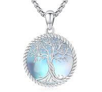 Odinstone Collar Árbol de la Vida para Mujer Plata de Ley 925 Colgante Árbol de la Familia Celta Piedra de Luna Joyería para Niñas Mamá Madre