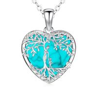 Odinstone Collar Árbol de la Vida Plata 925 Colgante Árbol de la Vida turquesa Madre Hijo Familia Collar Joyas para Mujeres Regalos para Mamá Hijo Hija