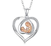 Odinstone Collar Mamá Hija Plata de Ley 925 Madre e Hijo Colgante Familia Joyas Corazón Regalos Niños Madre Regalo del día de la Madre