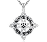 Odinstone Collar nudo de bruja Plata 925 Nudo celta Colgante Triquetra Trinidad Collars Wicca Amuleto Joyería Witchy Colgantes Protección Hombres Mujeres