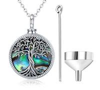 Odinstone Collar para cenizas de plata de ley S925, Colgante Cenizas Árbol de la vida Joyería cremación conmemorativas para mujeres medallón conmemorativo con kit de relleno