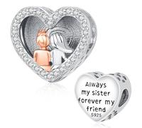 Odinstone Pandora Charms Hermana 925 Plata Sister Abalorios Dijes Always My Sister Forever My Friend Mejor amiga Bead Pulsera Colgante Joyería