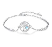 Odinstone Pulseras Plata Mujer 925 árbol de la vida Pulsera Ajustable Joyería Regalo para Madre Novia y Esposa Navidad Cumpleaños (árbol de la vida-C)