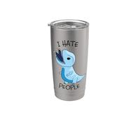 Odio a la gente lindo dinosaurio Vaso térmico de acero inoxidable de doble pared