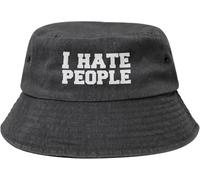 Odio A La Gente Unisex Algodón Sombrero del Pescador Casuales Gorro De Pescador Plegable Bucket Hat para Excursionismo Senderismo Al Aire Libre