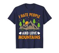 Odio a la Gente y Amo Las montañas Camiseta, Hombre, Azul Marino, L