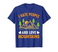 Odio a la Gente y Amo Las montañas Camiseta, Hombre, Azul Real, L