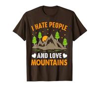 Odio a la Gente y Amo Las montañas Camiseta, Hombre, Marrón, L