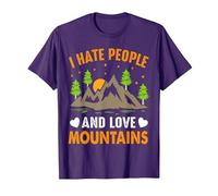 Odio a la Gente y Amo Las montañas Camiseta, Hombre, Morado, L