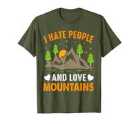 Odio a la Gente y Amo Las montañas Camiseta, Hombre, Verde Oliva, L