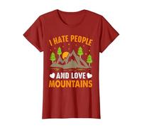 Odio a la Gente y Amo Las montañas Camiseta, Mujer, Arándano, L