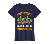 Odio a la Gente y Amo Las montañas Camiseta, Mujer, Azul Marino, L