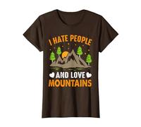 Odio a la Gente y Amo Las montañas Camiseta, Mujer, Marrón, L
