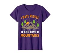 Odio a la Gente y Amo Las montañas Camiseta, Mujer, Morado, L