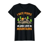 Odio a la Gente y Amo Las montañas Camiseta, Mujer, Negro, L