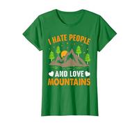 Odio a la Gente y Amo Las montañas Camiseta, Mujer, Verde Kelly, L