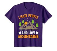 Odio a la Gente y Amo Las montañas Camiseta, Niños, Morado, 8 años