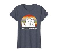 Odio a Todos los Gatos Camiseta, Mujer, Azul Jaspeado, 3XL