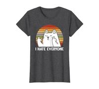 Odio a Todos los Gatos Camiseta, Mujer, Jaspeado Oscuro, S