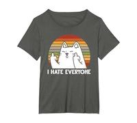 Odio a Todos los Gatos Camiseta, Mujer Tallas Grandes, Asfalto, 6XL Grande