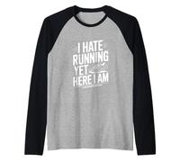 Odio Correr Pero aquí Estoy Divertido Humor Fitness Camiseta Manga Raglan