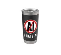 Odio el contenido de IA contra el arte anti IA Inteligente artificial Vaso térmico de acero inoxidable de doble pared