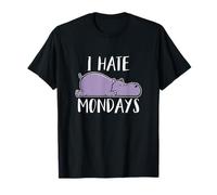 Odio el Lunes Lindo hipopótamo Divertido Camiseta