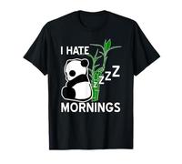 Odio Las Mañanas Panda Dormilón Frase Graciosa Camiseta