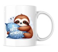 Odio Los Lunes, Perezoso Tazas De Cerámica Duradero Tazas De Desayuno Con Asa Taza Para Té Bebidas Frías Y Calientes Cappuccino 330Ml