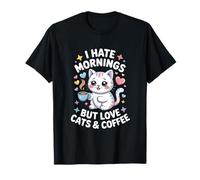 Odio por la mañana Pero Amo a los Gatos café Camiseta