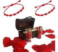 ODISEO Regalo Romantico para Parejas. Pulseras Parejas hilo rojo del destino - Regalo Aniversario - Cofre con 2 Pulseras de Hilo Rojo de Leyenda Japonesa y Pergamino