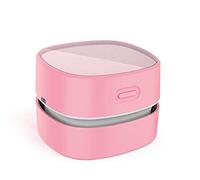 ODISTAR Aspiradora de escritorio, mini barredora de polvo de mesa, ahorro de energía, limpieza de pelos, migas, teclado de computadora (carga rosa)