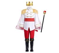 Odizli Disfraz infantil de príncipe para Halloween, Navidad, carnaval, cumpleaños, fiesta, cosplay, rojo+corona+cetro, 3-4 Años