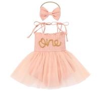 Odizli Ropa de verano para niña, sin mangas, pelele con tutú, vestido + diadema, 2 unidades, Orange-one, 12-18 Meses