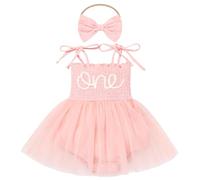 Odizli Ropa de verano para niña, sin mangas, pelele con tutú, vestido + diadema, 2 unidades, Rosa-one, 6-12 Meses