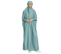 ODIZLI Vestido de hiyab musulmán de una pieza para mujer, con capucha, Abaya, cobertura completa, Islam Dubai modesto bata, Verde (Mint Green), Talla única