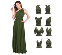 Odizli - Vestido de noche largo para mujer, sexy, sin tirantes, multiusos, de estilo bandolera, envolvente, para fiesta, de dama de honor, de fiesta de graduación, verde oscuro, M